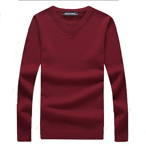 

Men's Weekend Active Long Sleeve Slim Pullover - Solid Colored V Neck