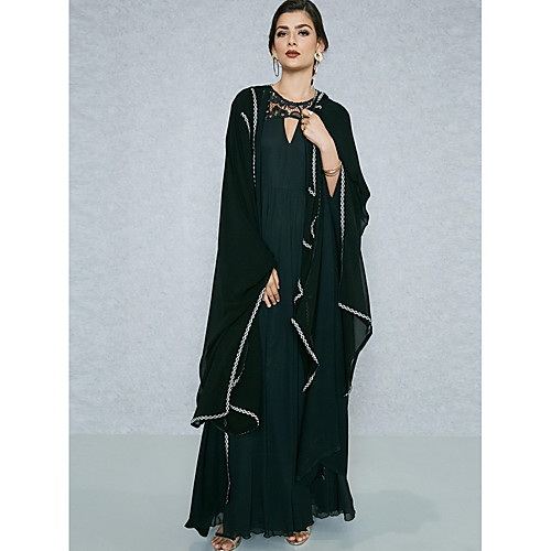 

Women's Shift Dress Maxi long Dress Black Long Sleeve Solid Colored Lace up Spring Summer Round Neck Square Neck Streetwear Sophisticated Party Loose L XL XXL 3XL / Plus Size / High Waist / Plus Size