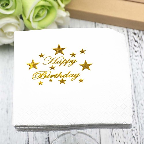 

Pure Paper Wedding Napkins - 5 pcs Dinner Napkins Birthday Classic Theme