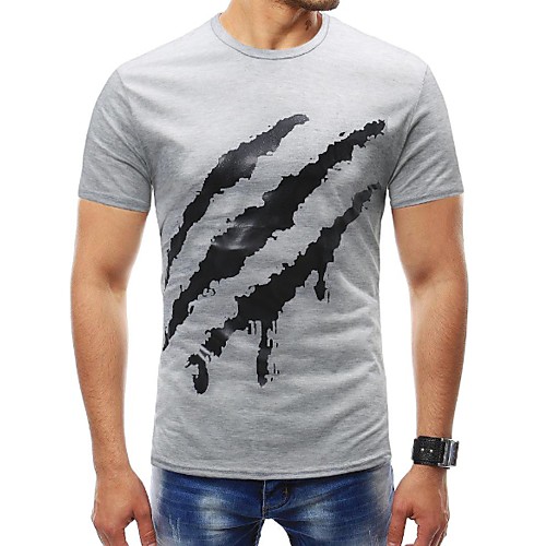 

Men's T shirt Color Block Plus Size Print Short Sleeve Daily Tops Basic White Black Gray