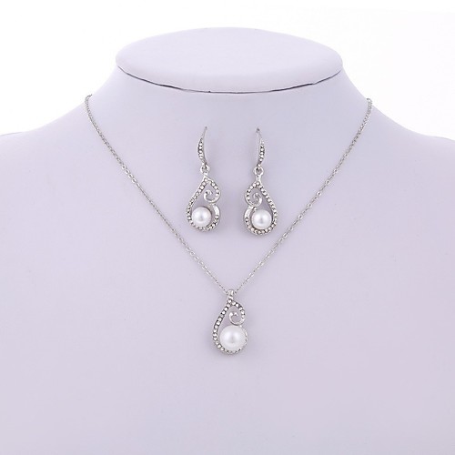 

Women's Jewelry Set Drop Sweet Elegant Imitation Pearl Earrings Jewelry Silver For Wedding Evening Party