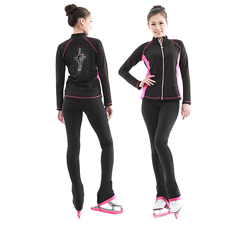 

Figure Skating Jacket with Pants Women's Boys' Girls' Ice Skating Pants / Trousers Top Dark Pink Sky Blue Spandex Stretchy Training Competition Skating Wear Sequin Long Sleeve Figure Skating