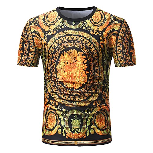 

Men's T shirt Polka Dot Striped Leopard Short Sleeve Daily Tops Cotton Active Streetwear Orange