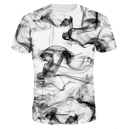 

Men's T shirt Color Block Geometric Plus Size Print Short Sleeve Daily Tops Basic Exaggerated White