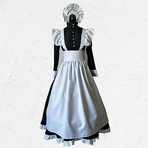 

Maid Costume Outfits Vacation Dress Dress Outfits Men's Women's Costume Black with White Vintage Cosplay 3/4 Length Sleeve