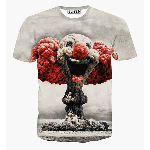 

Men's T shirt Geometric Short Sleeve Daily Tops Basic Gray