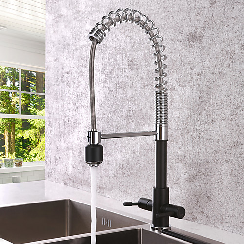

Kitchen faucet - Two Handles One Hole Chrome Pull-out / ­Pull-down Centerset Contemporary Kitchen Taps