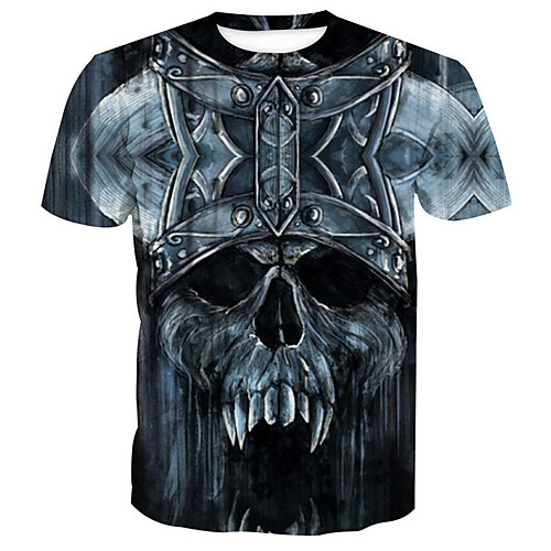 

Men's Graphic Skull Print T-shirt Basic Daily Round Neck Black / Short Sleeve