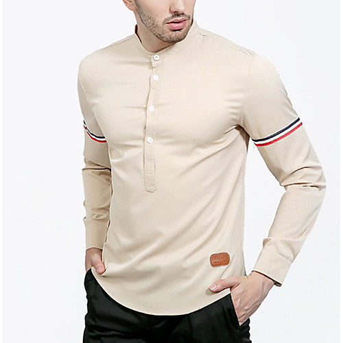 

Men's Shirt Solid Colored Long Sleeve Daily Tops Streetwear White Yellow