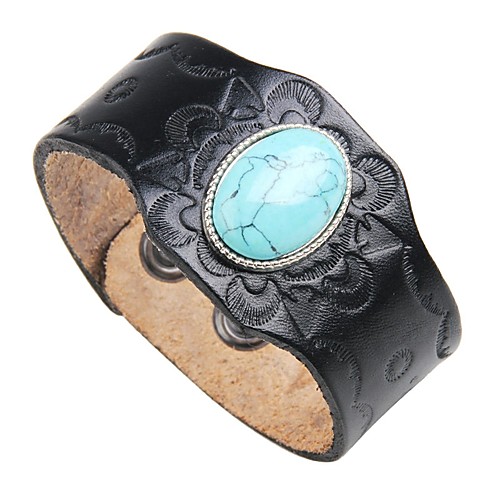 

Men's Turquoise Leather Bracelet Vintage Rock Leather Bracelet Jewelry Black / Brown For Street Club