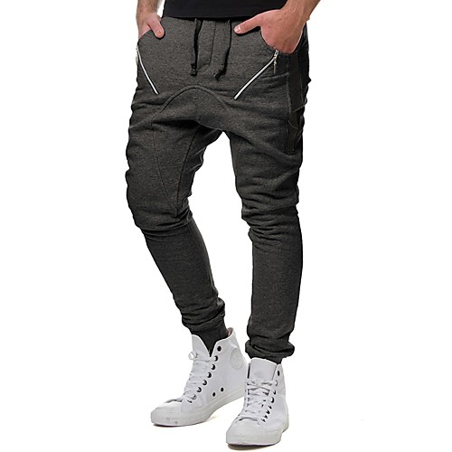 

Men's Active Streetwear Plus Size Daily Sports Harem Sweatpants Pants Solid Colored Full Length Black Light gray Dark Gray / Fall