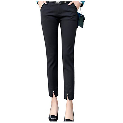 

Women's Basic Casual / Daily Work Slim Pants Pants - Solid Colored Split White Black Red XS / S / M