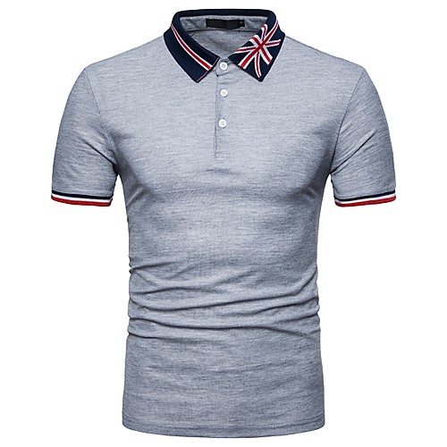 

Men's Polo Solid Colored Patchwork Short Sleeve Daily Tops Cotton Basic White Black Navy Blue