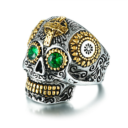 

Men's Statement Ring Silver Titanium Steel Party / Evening Punk Fashion Club Cosplay Costumes Jewelry Engraved Mexican Sugar Skull Cool