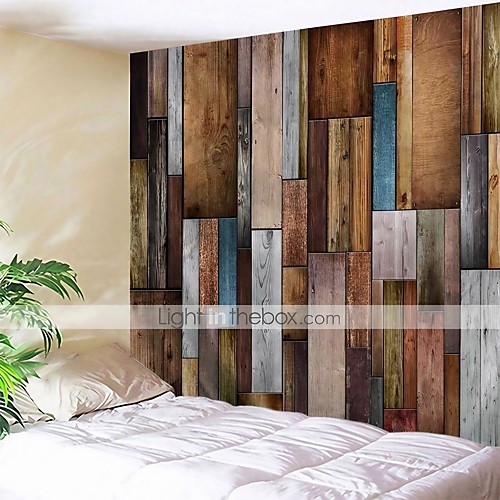 

Wall Tapestry Art Decor Blanket Curtain Picnic Tablecloth Hanging Home Bedroom Living Room Dorm Decoration Geometric Rustic Wood Board Plank