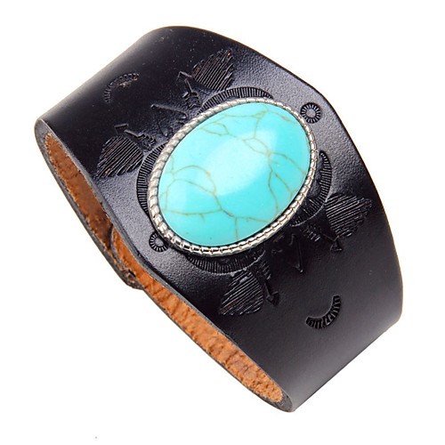 

Men's Turquoise Chain Bracelet Leather Bracelet Geometrical Vintage Rock Leather Bracelet Jewelry Black / Brown For Street Club