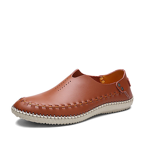 

Men's Spring & Summer / Fall & Winter Daily Outdoor Loafers & Slip-Ons Walking Shoes Cowhide Breathable Wear Proof Blue / Brown / Gray