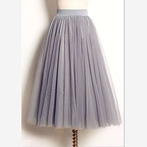 

Women's Tutus / Cute Maxi Swing Skirts - Solid Colored Tulle White Black Gray S M L