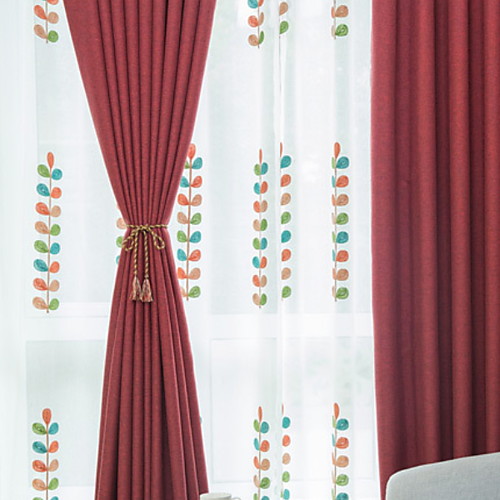 

Blackout Curtains Drapes Bedroom Solid Colored Cotton / Polyester Pigment Print