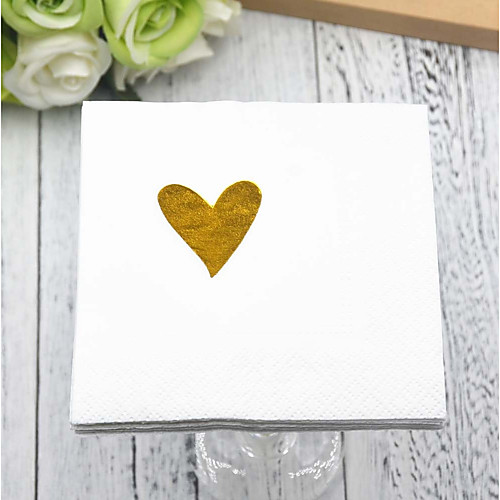 

Pure Paper Wedding Napkins - 5 pcs Dinner Napkins Wedding / Valentine's Day Classic Theme