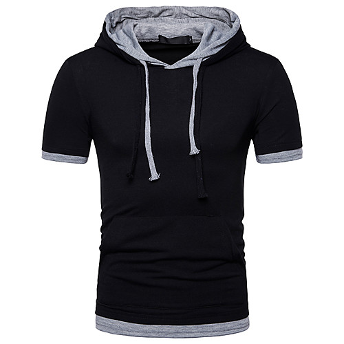 

Men's T shirt Color Block Patchwork Short Sleeve Daily Tops Cotton Basic Black Green Light gray