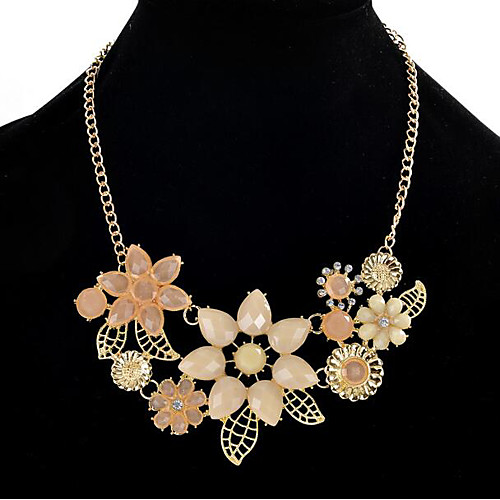 

Women's Statement Necklace Flower Flower Shape Statement Ladies Vintage Party Resin Rhinestone Alloy Pink 45 cm Necklace Jewelry For Wedding Masquerade Engagement Party Prom Date Vacation