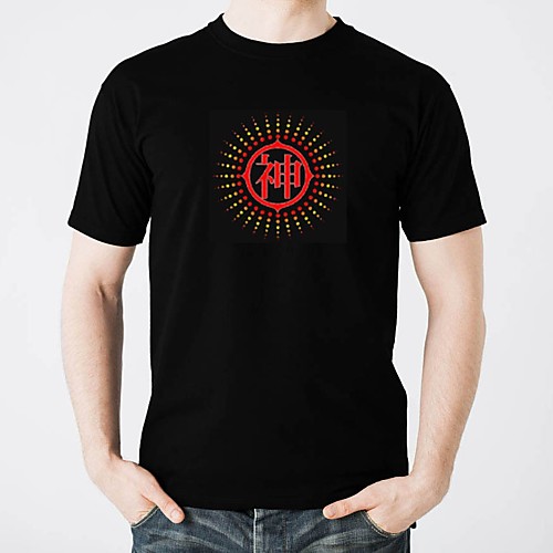 

LED T-shirts Lighting Fashionable Design Electro Luminescent Glow in the Dark Sound-Activated Pure Cotton Party Casual 2 AAA Batteries