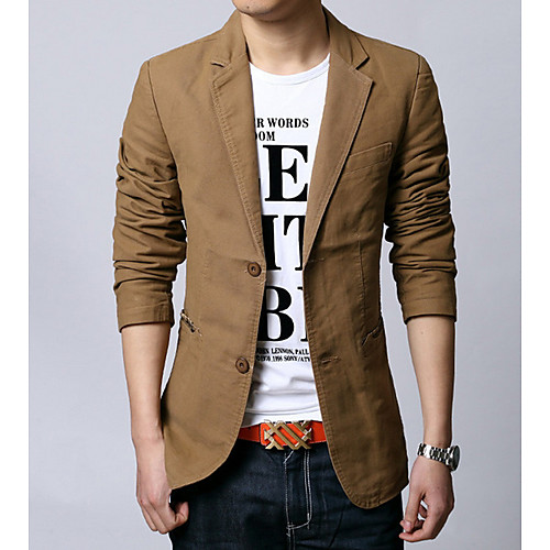 

Black / Khaki / Brown Solid Colored Polyester Men's Suit - V Neck / Spring / Long Sleeve