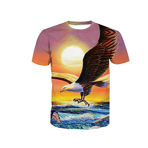 

Men's T shirt Animal Short Sleeve Daily Tops Streetwear Orange