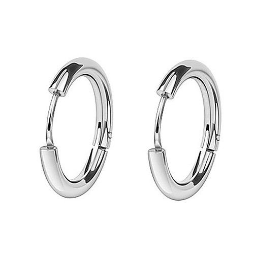 

Hoop Earrings Machete Ladies Simple Fashion European Titanium Steel 14mm Earrings Jewelry Black / Silver For Causal Daily