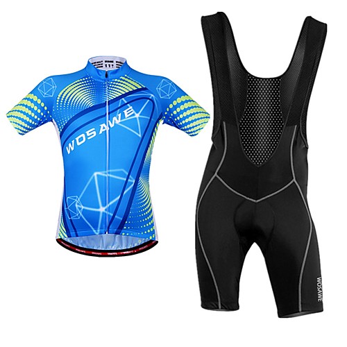 

WOSAWE Men's Cycling Jersey with Bib Shorts Royal Blue Dots Bike Bib Shorts Jersey Clothing Suit Breathable Moisture Wicking Reflective Strips Back Pocket Sports Polyester Dots Mountain Bike MTB Road