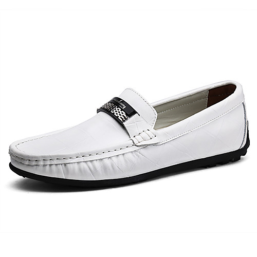 

Men's Leather Shoes Leather Spring & Fall Business / British Loafers & Slip-Ons Walking Shoes Wear Proof Black / White / Blue / Party & Evening / Party & Evening