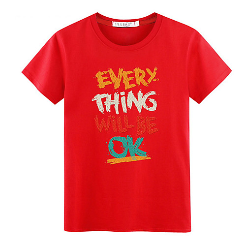 

Men's T shirt Graphic Letter Short Sleeve Daily Tops White Black Red