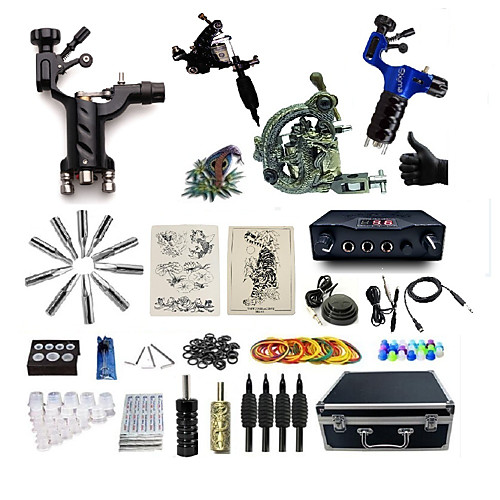 

BaseKey Professional Tattoo Kit Tattoo Machine - 4 pcs Tattoo Machines, Professional Aluminum Alloy 20 W 2 rotary machine liner & shader / 2 alloy machine liner & shader / Case Included