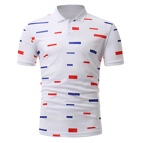 

Men's Geometric Print Polo Business Work Rainbow