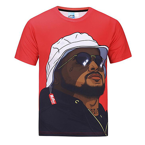 

Men's T shirt Portrait Plus Size Print Short Sleeve Daily Tops Basic Red