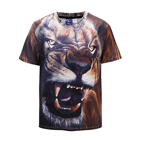 

Men's T shirt Animal Short Sleeve Daily Tops Streetwear Punk & Gothic Brown
