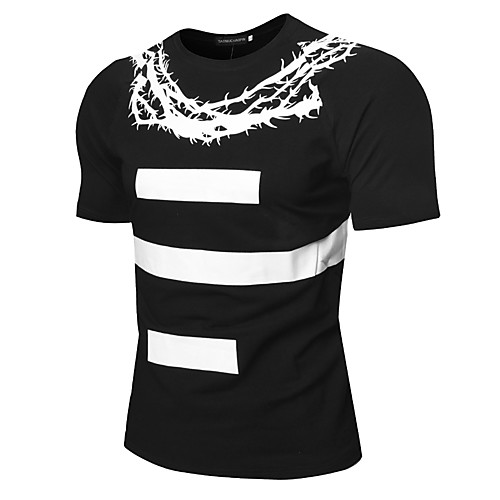 

Men's T shirt Floral Print Short Sleeve Sports Tops Basic White Black