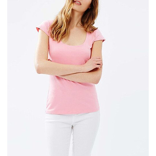 

Women's T shirt Solid Colored Backless Short Sleeve Daily Tops Cotton Active Blushing Pink