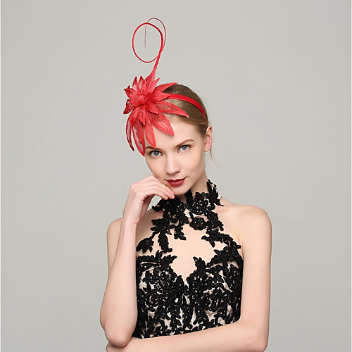 

Tulle Headpiece with Flower 1pc Wedding / Special Occasion / Horse Race Headpiece