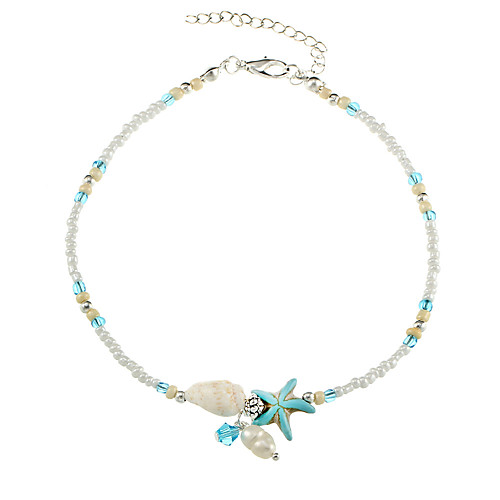 

Ankle Bracelet Tropical Ethnic Fashion Women's Body Jewelry For Carnival Holiday Tropical Imitation Pearl Cowry Alloy Starfish Shell Blue 1pc