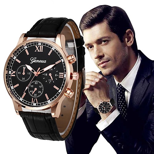 

Men's Dress Watch Aviation Watch Analog Luxury Chronograph Fake Three Eyes Six Needles Large Dial / One Year / Stainless Steel / Quilted PU Leather