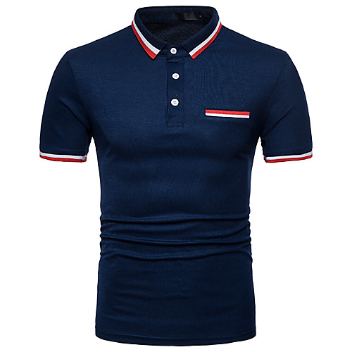 

Men's Polo Striped Solid Colored Short Sleeve Daily Tops Streetwear White Black Navy Blue