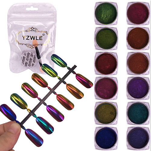

11 11pcs Glitter Powder Lustrous Glamorous Glitter Wedding Party Dailywear Artificial Nail Tips Tool Bag for