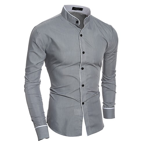 

Men's Shirt Solid Colored Long Sleeve Daily Tops Basic White Black Gray