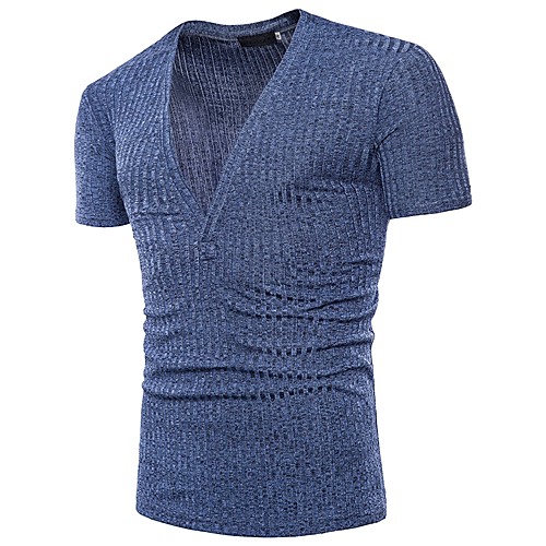 

Men's Graphic Solid Colored Jacquard T-shirt Basic Street chic Daily Holiday Black / Royal Blue / Light gray / Dark Gray / Summer / Short Sleeve
