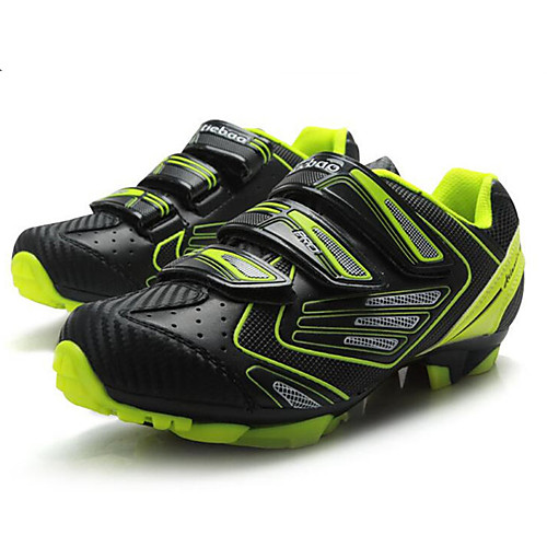 

Tiebao Mountain Bike Shoes Carbon Fiber Anti-Slip Cycling Black / Yellow Men's Cycling Shoes / Hook and Loop