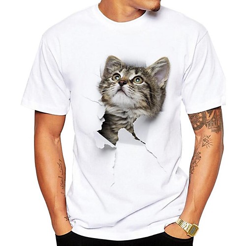 

Men's T shirt 3D Animal Plus Size Print Short Sleeve Daily Tops Streetwear Gray