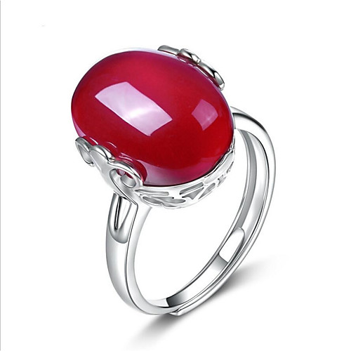 

Women's Open Cuff Ring Engagement Ring Agate Red Sterling Silver Agate Asian Korean Fashion Wedding Daily Jewelry