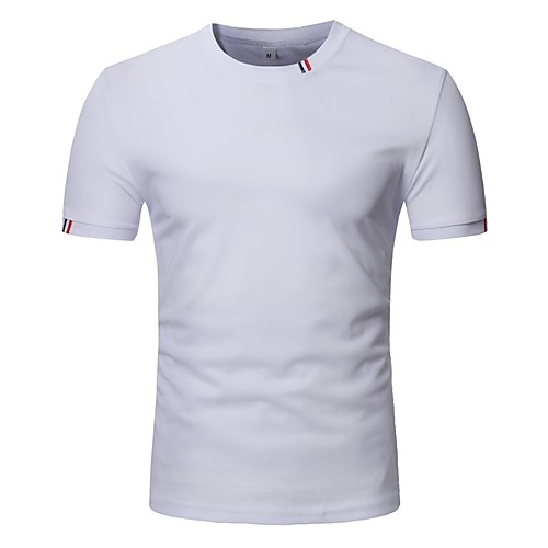 

Men's T shirt Solid Colored Short Sleeve Daily Tops Cotton White Black Red